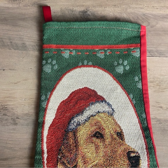 Christmas Holiday Stocking Yellow Lab in SANTA HAT Tapestry Linda Picken - Picture 4 of 7